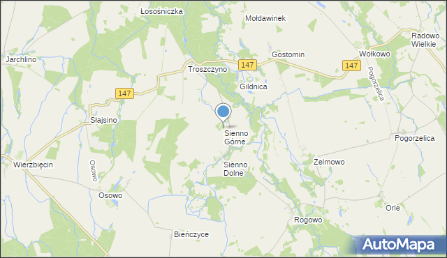 mapa Sienno Górne, Sienno Górne na mapie Targeo